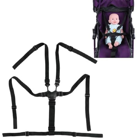 Hochstuhlgurte Universal Baby 5 Punkt Gurthalter Ersatz Sicherheitsgurte Kinderwagen Kinderwagen Drehschutz Einstellbar für Kinderwagen aus Holz