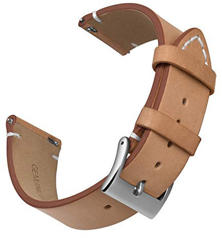 OLLREAR Unisex Leder Uhrenarmbänder Edelstahl Silberne Schnalle 22mm Gelb Elegante Leder-Uhrenarmbänder mit Schnellverschluss für Herren Damen Ersatz Armband