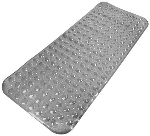 Navaris Alfombrilla Antideslizante para la bañera - Alfombra para Ducha de 100 x 41 CM - Estera antiresbalante de baño para Mayores niños - Gris