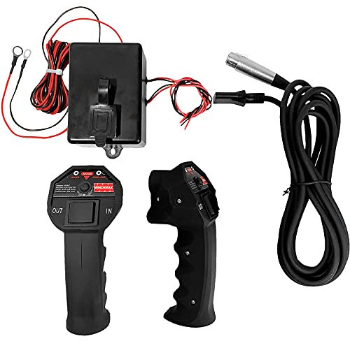 WINCHMAX 12v Wireless Winch Remote Controls. Twin 'SL' Series Handheld Controllers with Large Grips. Control Box 75mm x 105mm x 60mm. Operating Range Over 100ft / 30m.