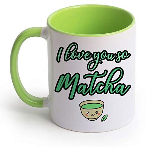 Tazza mug color 11 oz I love you so matcha! Divertente idea regalo kawaii per amante del tè verde matcha, matcha latte, caffè matcha! San valentino! Amore e amicizia! Migliori amiche!