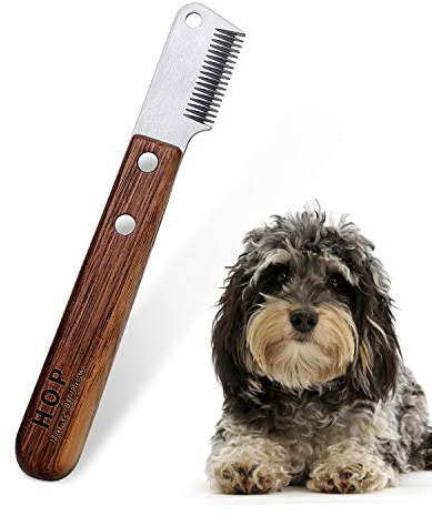 Couteau de coupe pour chien avec manche en bois pour chiens émoussés Teckel à poil dur Teckel Fine Guard Terrier,couteau à dénuder moyen de coupe marron Outil de toilettage pour animaux de compagnie