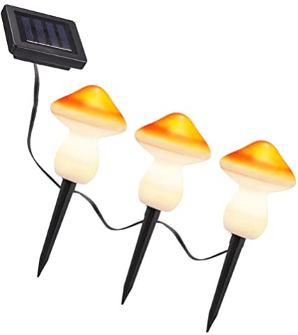 SOLUSTRE 4 Stücke LED Solarleuchten Pilz Lichterkette mit Solarpanel Solar Gartenstecker Weihnachten Beleuchtet Garten Solarlampen Weihnachtsdeko Lampe für Silvester Außen Outdoor Rasen Terrassen Deko