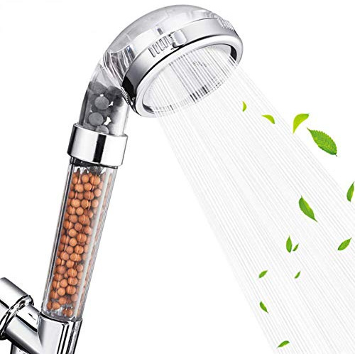 Duschkopf, Ionic Duschköpfe Handhochdruck-Wassersparen 3 Modi Einstellbare Filter Showerhead für hartes Wasser niedrigen Wasserdruck (235mm)