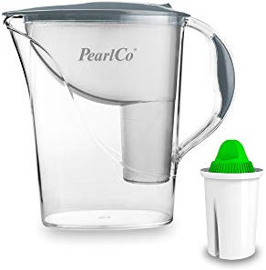 PearlCo - Wasserfilter Standard (grau) mit 1 Alkaline classic Filterkartusche - passt zu Brita Classic