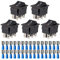 Gebildet 5pcs 250V-110V-36V-24V-12V/10A DPDT 6Pines 3Posiciones ON/OFF/ON Autoblocante Interruptor Basculante Negro (30pcs Conectores de Terminales de Cable)