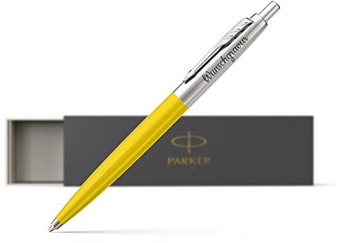 Parker Jotter Kugelschreiber mit Gravur hochwertig blauschreibend - Bachelor Geschenk - neuer Job Geschenke - Laser Gravur - Geschenkideen zu Weihnachten gelb