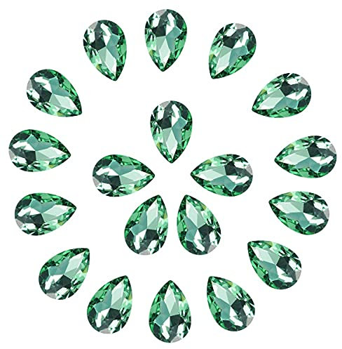 C&Z Kristall-Tropfenform, große Strasssteine, Pointback-Edelsteine für Handwerk, Schmuckherstellung, Schuhe, Kleider, facettierte Glasperlen, 20 x 30 mm, 36 Stück, Grün
