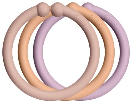 BIBS LOOPS 12er-Pack. BPA-frei. Lebensmittelecht. 100% frei von BPA, PVC und Phthalaten, Blush/Peach/Dusky Lilac