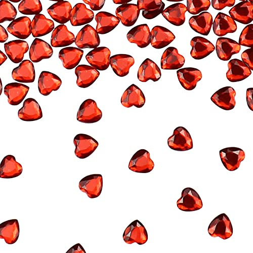Aupawdy 1000 Stück Rot Herzen Diamantkristalle Acrylic Heart Diamanten Herz Deko Kristalle Konfetti Diamanten zum DIY Verzieren Dekoration Hochzeit Verlobung,Valentinstag