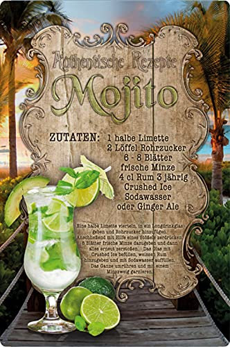 Metall Schild 20x30cm Mojito Cocktail Bar Strand Blechschild