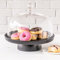 Home of Cake Tortenplatte mit Fuß Puro Medium in Schwarz Matt mit Glashaube Ø 28,5 cm Tortenständer Kuchenplatte Kuchenständer aus Keramik für Hochzeiten Geburtstage Partys