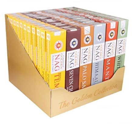 Golden Nag Verschiedene Düfte Original aus Indien Handgerollt Meditation Entspannung Aromatisch GRATIS Räucherstäbchen Halter (Set B, 6)