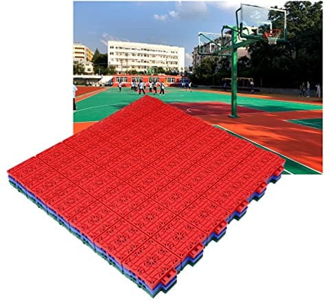 Sportboden Modulare Ineinandergreifende Bodenfliesen Für Basketballplätze Indoor Outdoor Wetterfester DIY-Puzzle-Sportboden Aus Kunststoff, 58 cm (Color : Blue, Size : 10PCS)