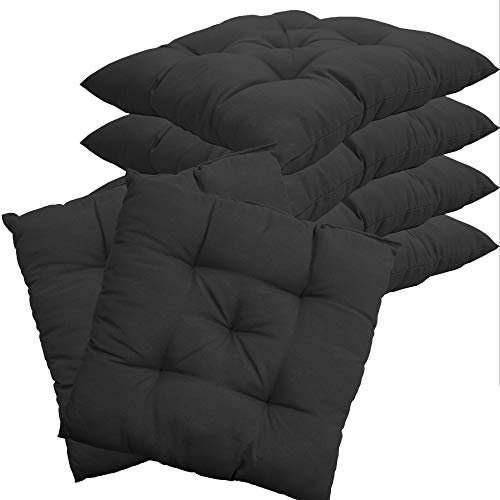 NYVI Stuhlkissen 38x38 cm ComfySeat Anthrazit 6er Set - Sitzkissen mit 6 cm Comfort Sitzpolster - Indoor & Outdoor - Gartenstuhlkissen aus Baumwoll-Mischgewebe - ÖkoTex 100