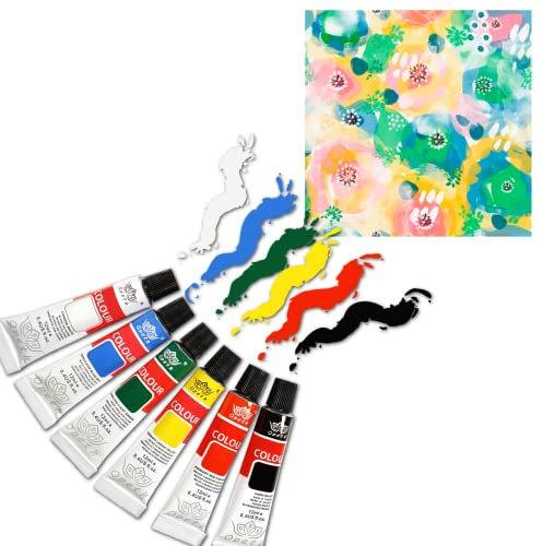 Kit essentiel de couleurs pour peinture à la détrempe en tubes aquarelle – Boîte de 6 couleurs, haute qualité, pour débutants et artistes – Loisirs (6 x 12 ml) (couleurs à la température)