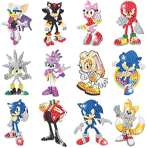 Yrmysrx 5D DIY Sonic Diamond Painting Aufkleber Kit für Kinder Diamant Malerei Mosaik Aufkleber Kunst Kits nach Zahlen für Kinder Anfänger
