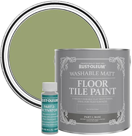 Rust-Oleum Green Washable Matt Floor Tile Paint - Familiar Ground 2.5L