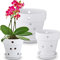 3 Stück Orchideentopf mit Löchern, 3 Größen, Keramik-Orchideen-Blumentopf-Set mit Entwässerungslöchern und Untertassen, für drinnen und draußen, Orchideen-Pflanzgefäß, zum Umtopf, Luftzirkulation