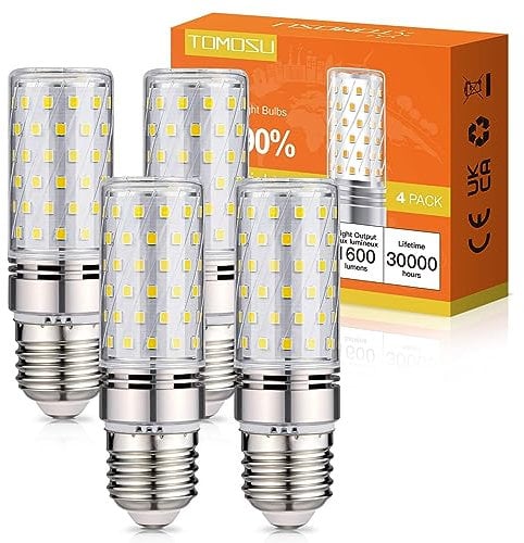 Tomosu LED Birne E27 Kaltweiss 6000K Extra Hell 1600LM, 16W LED Glühbirne ersatz 150W Glühlampe, E27 Lampe Maiskolben Kleine Kerze Leuchtmittel, Nicht Dimmbar, AC 220-240V, 4er Pack
