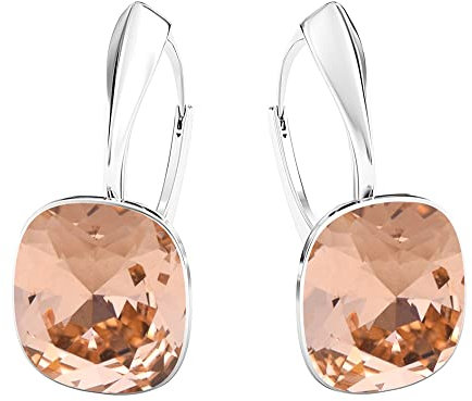 Square 12 mm Wunderbar Hängend Ohrringe 925 Silber Österreichische Zirkonia - Schmuck für Frauen und Mädchen - Hängeohrringe Ideal für Geschenke für Frauen (Light Peach)