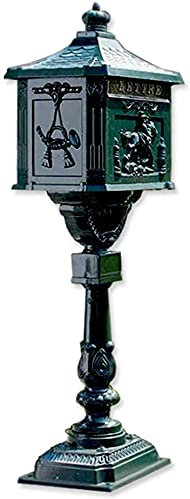 QIANMEI Buzón Individual Exterior Buzón Vertical Resistente, Buzón De Correo Decorativo A Prueba De Intemperie A Prueba De Herrumbre For Exteriores con 2 Llaves, Buzón Exterior De Aluminio Fundido