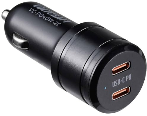Voltcraft VC-PD40W-2C USB Ladegerät 40 W 2X USB-C® USB PD Schwarz KFZ USB Power Delivery (USB-PD)