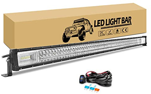 RIGIDON 132cm 675W Led lichtleiste kfz mit 12V Kabelbaum, Led Arbeitsscheinwerfer Bar Arbeitslichtleiste Zusatzscheinwerfer für 4x4 Auto Offroad Lkw Pkw Truck SUV ATV UTV fahrzeuge Nebelscheinwerfer