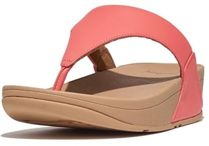 Fitflop Women's Lulu Leather Flip Flops, Toe-Post Sandals, Comfortable with Natural Arch Support - Rosy Coral - 4 UK