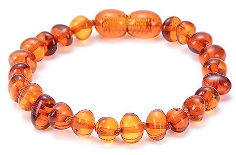 AMDXD SCHMUCK Armband Bernstein für sie und ihn, Echten Natursteinen Perlenarmband 8mm, Paar Geschenk für Frauen und Männer - 15CM - Rot
