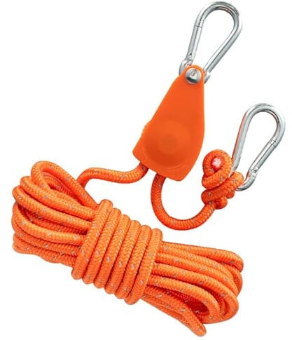 Flaschenzug mit Seilspanner Abspannseil, Seilratsche mit 4m Seil, Umlenkrolle mit Zeltspanner, Abspannseile mit Seilbremse, Gilt für Camping, Sonnensegel, Zelt