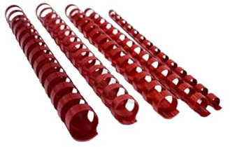 Plastikbinderücken, PVC, 16 mm, 14 Ringe, A5, Rot, 50 Stück