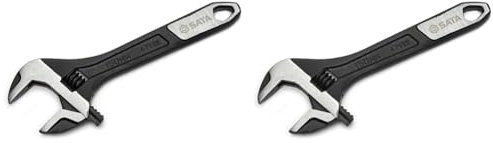 SATA ST47122 6-Inch Extra Wide Jaw Adjustable Wrench/Spanner with Forged Alloy Steel Body and Chrome Plated Finish Black Phosphate/Polished (Pack of 2)