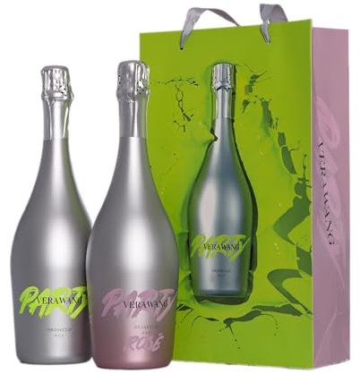 Vera Wang Party Bag - Prosecco & Prosecco Rosé Gift Set With Signature Design | Crafted By Vera Wang Herself | A Symphony of Elegance Effervescence and Distinctive Flair, Housed in a Stunning Gift Bag