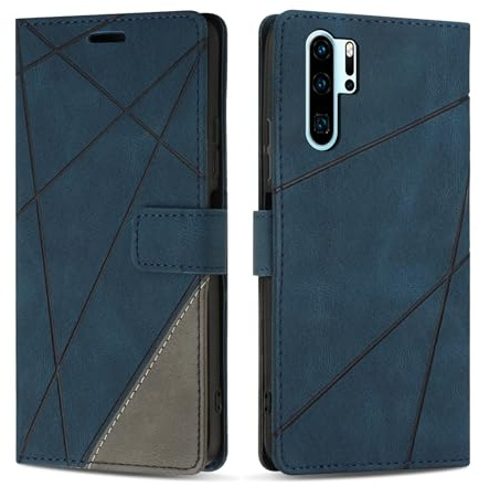 SONWO Handyhülle für Huawei P30 Pro Hülle, Premium PU Leder Handyhülle Wallet Silikon Schutzhülle Klapphülle für Huawei P30 Pro, Blau