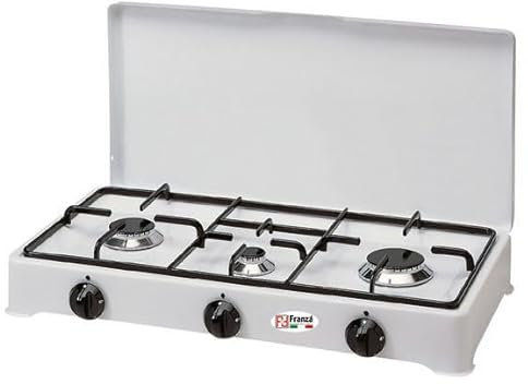 Fornello 3 fuochi a gas Metano Valvolato smaltato bianco per uso interno Made in Italy - 5328/GPS/MT