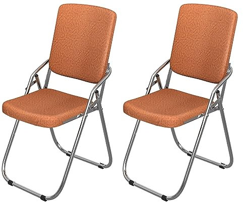 Chleby Juego de 2 Silla Plegable Silla de Visita tapizada en Cuero Silla Plegable sillas Plegables para el hogar, al Aire Libre, en Salas de conferencias Naranja