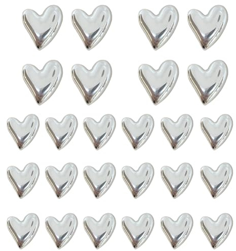 30 pcs Cute Love Heart Magnets Refrigerator Gold Refrigerator Magnets Home Kitchen Magnet Set Mini Magnets for Fridge Office Whiteboard Locker(Silvery)