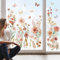 wondever Fenstersticker Blumen Boho Fenster Aufkleber Garten Blume Gras Pflanzen Schmetterling Fensterbilder Fensteraufkleber Anti-Kollision Doppelseitig Glasaufkleber Frühling Sommer Glas Deko