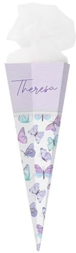 Striefchen® Zuckertüte für Mädchen Flower Edition, personalisiert (Lila, 80 x 26 cm)