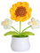 JUSTOYOU künstliche Blume Sonnenblume Häkelblume Blumen Topf, Mini gestrickte Blumentopf, kleine handgefertigte Häkelblume für Home Office Dekor, Geschenk für ihren Valentinstag (1, weiß)