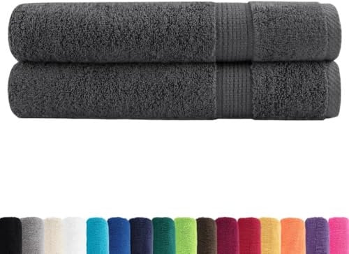 vidaXL Asciugamani Ospiti 2 pz Antracite 100x200cm 600gsm 100% Cotone, Telo da Spiaggia, Telo Mare, Telo da Bagno Grande, Telo da Bagno