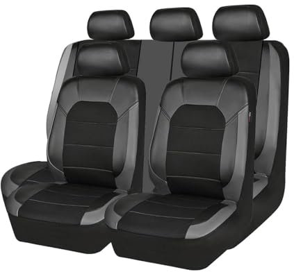 Bequem Autositzbezüge für VW Tiguan Allspace Life Elegance R-Line 7-Seater 2017-2022, Leder Komplettset Autositzbezüge Wasserdicht Atmungsaktiv Komfort Sitzbezug Innenraum Zubehör,B/Gray