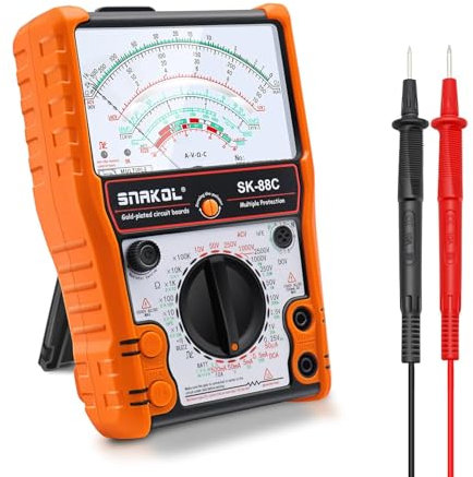 SNAKOL Multimetro puntatore SK-88C professionale analogico multitester, misura multifunzione AC/DC 2500 V volt ammeter, spegnimento batteria controlla con guaina arancione