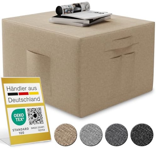 ELONEO Husse für Klappmatratze 90x200x15 cm, mit Seitentaschen, waschbar, Schonbezug für Gästematratze, Macht die Faltmatratze zum modernen Sitzhocker, Creme