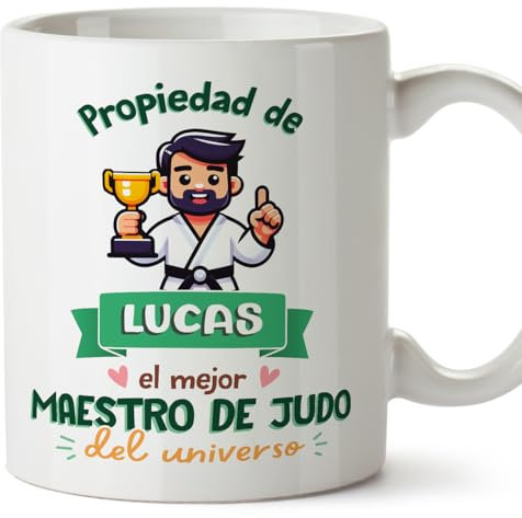 MUGFFINS Tazas Personalizadas para MAESTRO DE JUDO hombre - En Español - Propiedad de - 11 oz / 330 ml - Regalo Personalizable original y divertido