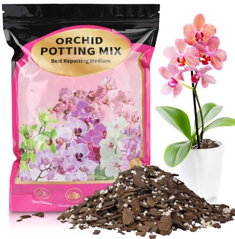 GOTVUGE Orchideen-Pflanzsubstrat 1L, bestehend aus Orchideenrinde und Perlit, ideal für Einpflanzen, Umtopfen, Gute Drainage, Luftzirkulation und Wurzelbelüftung