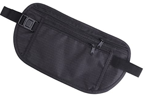 FOYTOKI Reisetasche Schwarz Gürteltasche Sport Für Herren Hüfttasche Mit Geldgürtel Und Handytasche Strapazierfähiges Material Verstellbarer Clip Für Reisen Urlaub Wandern Und Sport