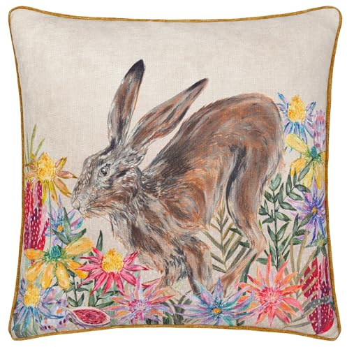 furn. Wylder Nature Country Wilds Blossom Hare Printed Polyester Filled Cushion - Multicolour - 45x45cm