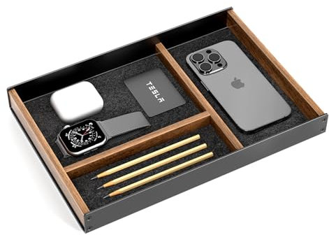 UPERGO Modern Minimalist Walnut Desk Tray Organizer Drawer, Catchall Tray for Phones, Watch, Pens, Keys